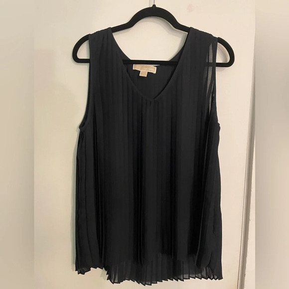 MICHAEL Michael Kors Womens Accordion pleated sleeveless top lined chiffon - Picture 1 of 3